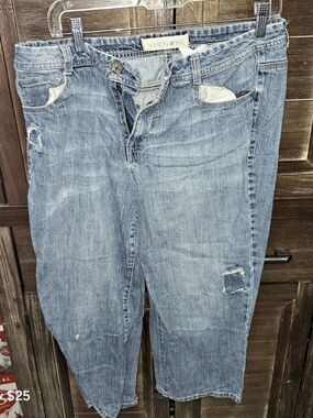 Fashion Bug Straight Leg Distressed Jeans in Blue Waist 14